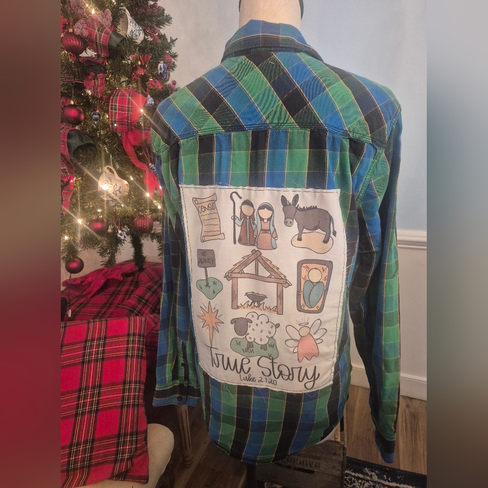 Upcycled Flannel- Christmas Nativity True Story